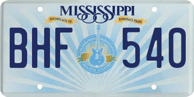 MS license plate BHF540