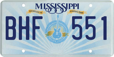 MS license plate BHF551