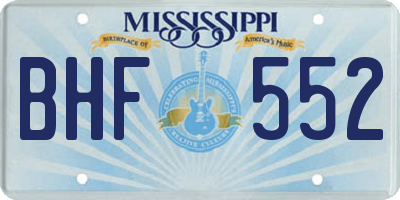 MS license plate BHF552