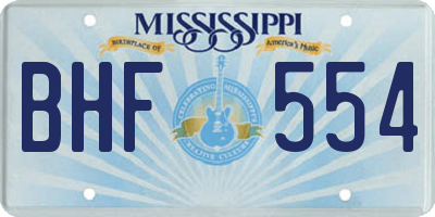 MS license plate BHF554