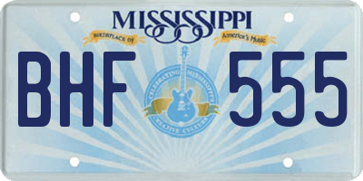 MS license plate BHF555