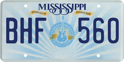 MS license plate BHF560