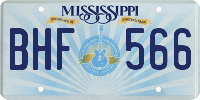 MS license plate BHF566