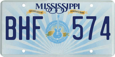 MS license plate BHF574