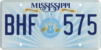 MS license plate BHF575