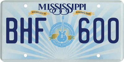 MS license plate BHF600