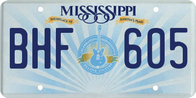 MS license plate BHF605