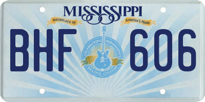 MS license plate BHF606