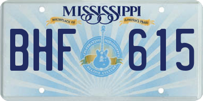 MS license plate BHF615