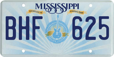 MS license plate BHF625