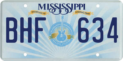 MS license plate BHF634