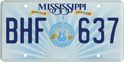 MS license plate BHF637