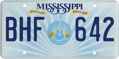 MS license plate BHF642