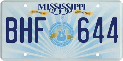 MS license plate BHF644