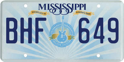 MS license plate BHF649