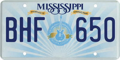 MS license plate BHF650