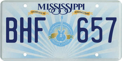 MS license plate BHF657