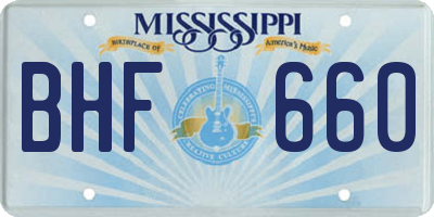 MS license plate BHF660