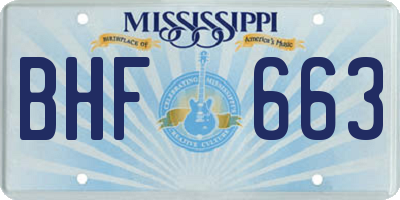 MS license plate BHF663