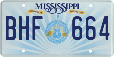 MS license plate BHF664