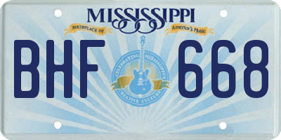 MS license plate BHF668