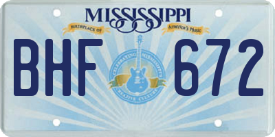 MS license plate BHF672