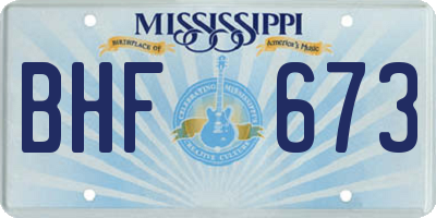 MS license plate BHF673