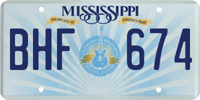 MS license plate BHF674