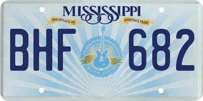 MS license plate BHF682