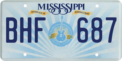 MS license plate BHF687