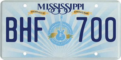 MS license plate BHF700