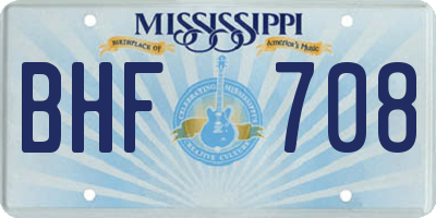 MS license plate BHF708