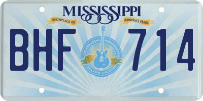 MS license plate BHF714