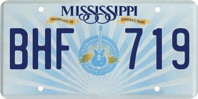 MS license plate BHF719