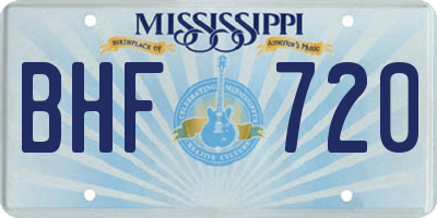 MS license plate BHF720