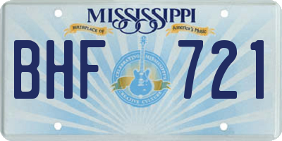 MS license plate BHF721