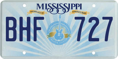 MS license plate BHF727