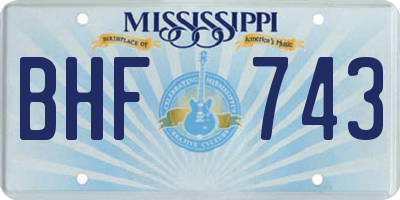 MS license plate BHF743