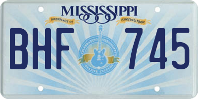 MS license plate BHF745