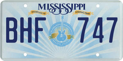 MS license plate BHF747