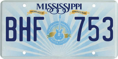 MS license plate BHF753