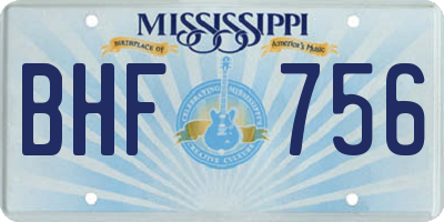MS license plate BHF756
