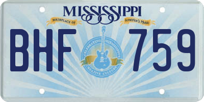 MS license plate BHF759