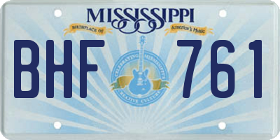 MS license plate BHF761