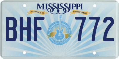 MS license plate BHF772