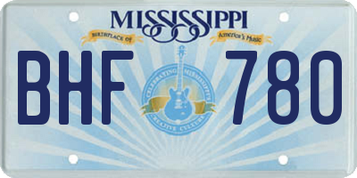 MS license plate BHF780