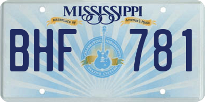 MS license plate BHF781