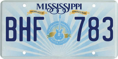 MS license plate BHF783