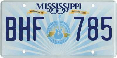 MS license plate BHF785