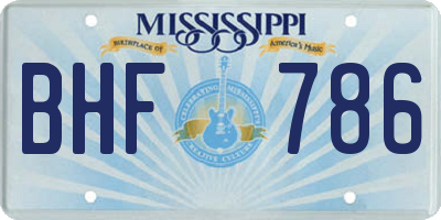 MS license plate BHF786